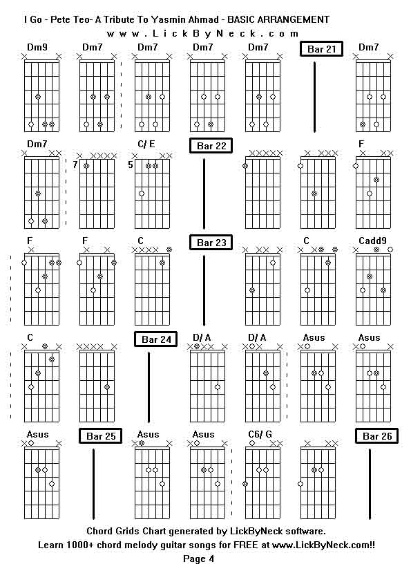 Chord Grids Chart of chord melody fingerstyle guitar song-I Go - Pete Teo- A Tribute To Yasmin Ahmad - BASIC ARRANGEMENT,generated by LickByNeck software.